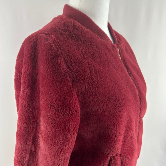 Chocolate USA Cozy Teddy Bomber Jacket faux fur Women's Medium - Picture 5 of 10